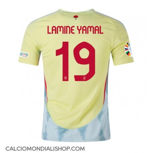 Maglie da calcio Spagna Lamine Yamal #19 Seconda Maglia Europei 2024 Manica Corta